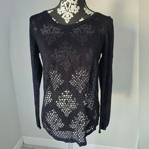 Rock & Republic Crochet Metallic Blue Sweater Women’s Small Size M